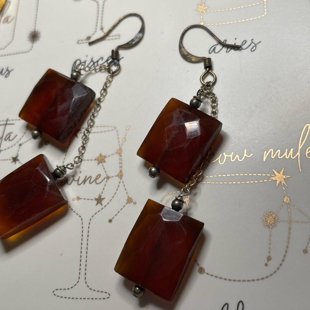 Bohemian Brown Rectangle Dangle Statement Earring… - image 4